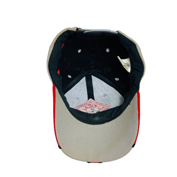 Red Dog Racing Bold Snapback Hat Red Flame Design Black Beige Cap Collector VTG - Picture 6 of 12
